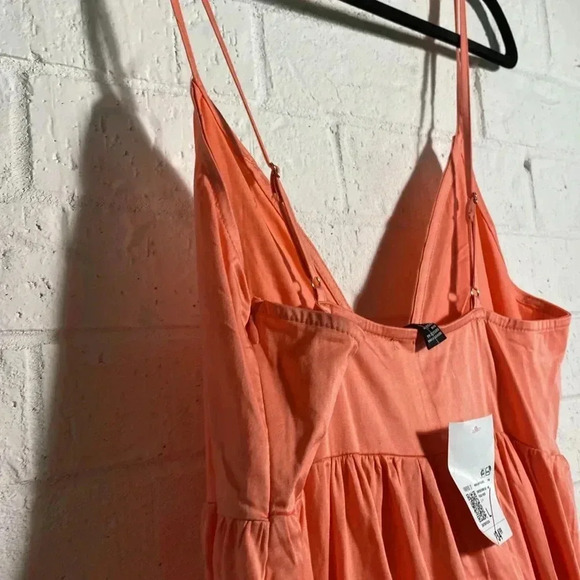Maxi Dress Size Large Salmon-ish Color Long Summer Spaghetti Strap Empire Waist - Picture 8 of 8
